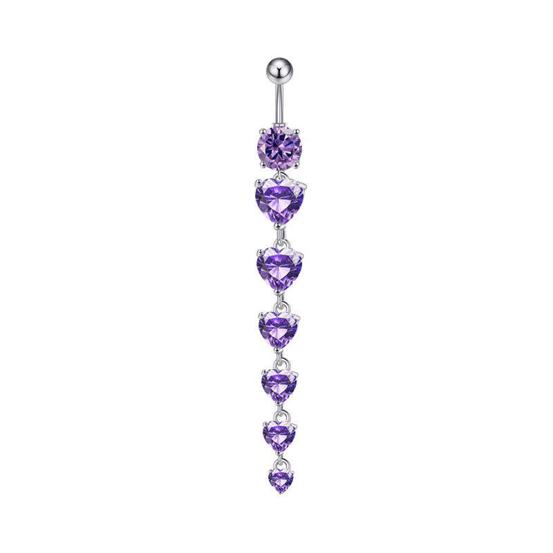 Gold-plated Surgical Steel Purple Cubic Zirconia Naval Belly Piercing Jewelry