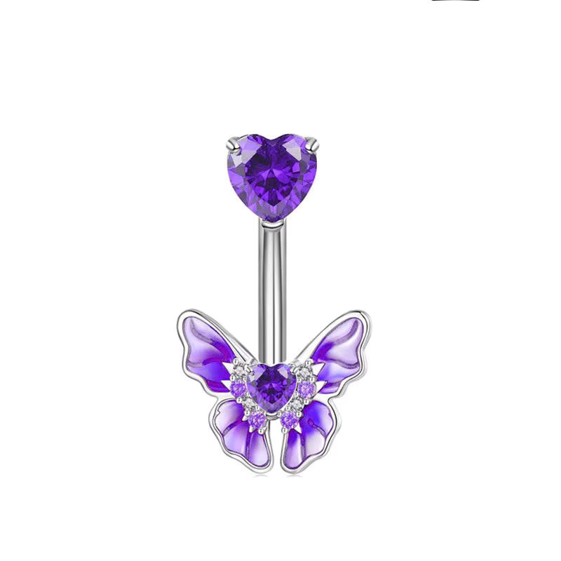 Gold-plated Surgical Steel Purple Cubic Zirconia Naval Belly Piercing Jewelry