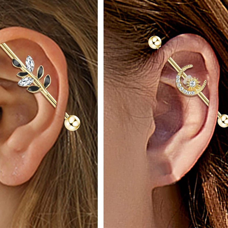 Yellow Gold-plated Surgical Steel Upper Ear Industrial Straight Barbell Piercing Jewelry