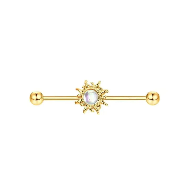Yellow Gold-plated Surgical Steel Upper Ear Industrial Straight Barbell Piercing Jewelry