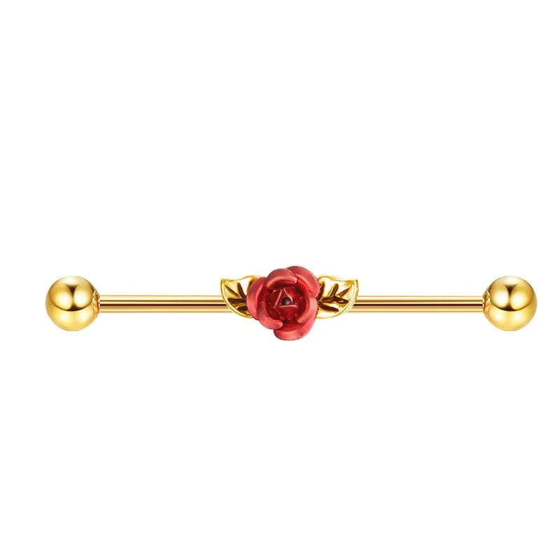 Yellow Gold-plated Surgical Steel Upper Ear Industrial Straight Barbell Piercing Jewelry