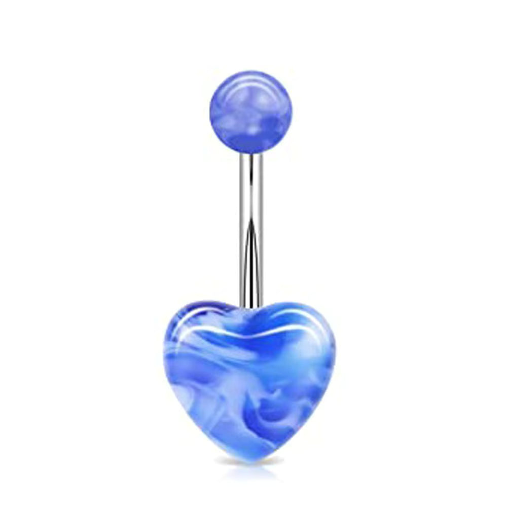 Gold-plated Surgical Steel Blue Enamel and Cubic Zirconia Naval Belly Piercing Jewelry