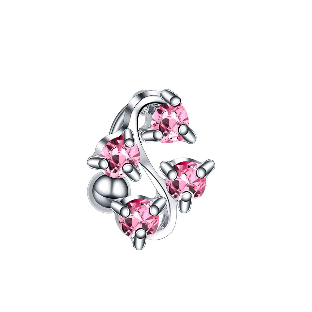 Gold-plated Surgical Steel Pink Enamel and Cubic Zirconia Naval Belly Piercing Jewelry