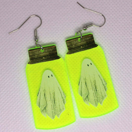 Glow-in-the-Dark Ghostly Jar Earrings