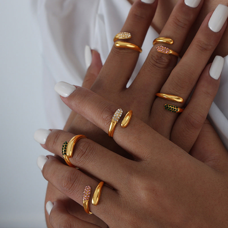 18k Yellow Gold-plated Wrap Ring with Cubic Zirconia Accents