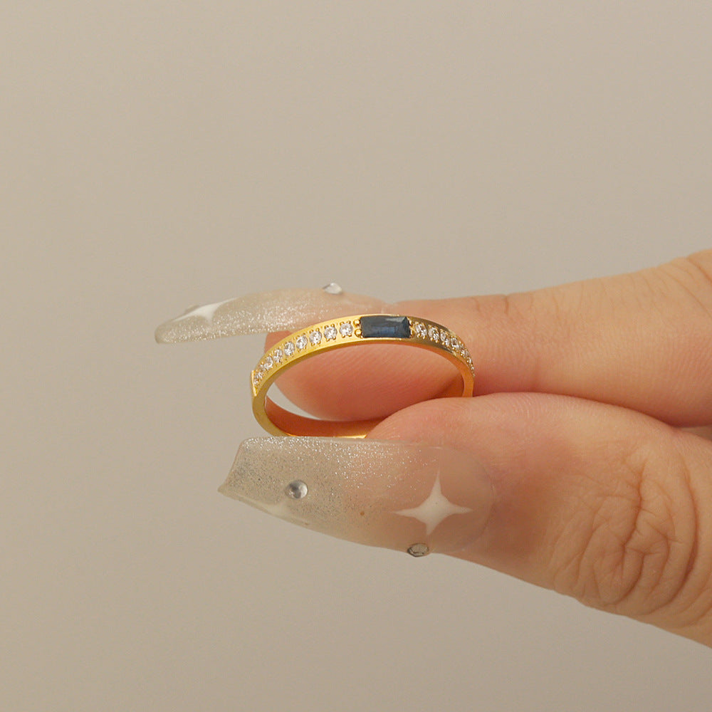 18k Yellow Gold-plated Stackable Band with Cubic Zirconia Inlay