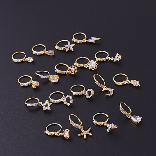 Yellow Gold-plated Nose Ring with Cubic Zirconia ** Buy 2 Get 1 FREE ** Mix & Match Across Products
