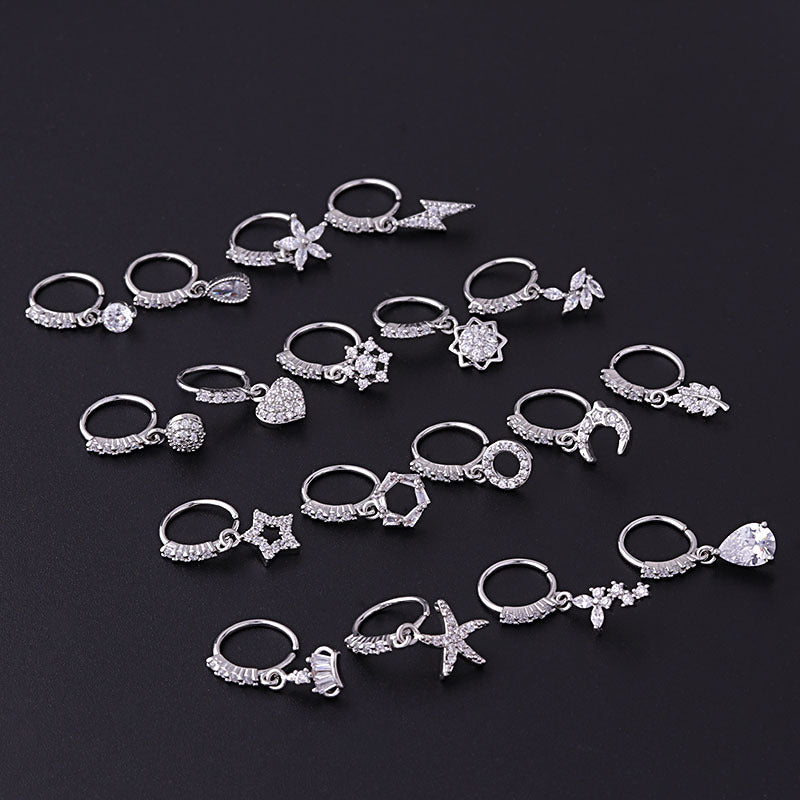 White Gold-plated Nose Ring with Cubic Zirconia ** Buy 2 Get 1 FREE ** Mix & Match Across Products