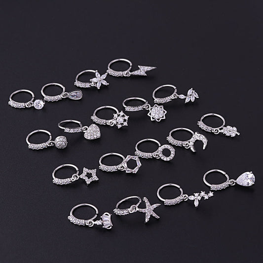White Gold-plated Nose Ring with Cubic Zirconia ** Buy 2 Get 1 FREE ** Mix & Match Across Products