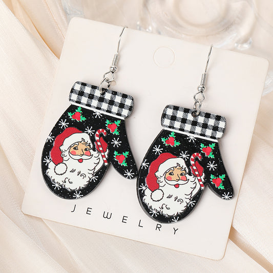 Santa Mitten Acrylic Holiday Earrings