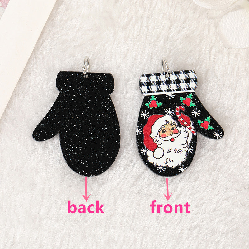 Santa Mitten Acrylic Holiday Earrings