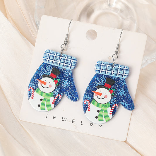 Snowman Mitten Acrylic Holiday Earrings
