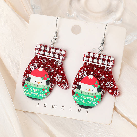 Penguin Mitten Acrylic Holiday Earrings