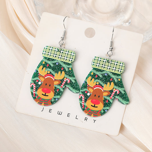 Reindeer Mitten Acrylic Holiday Earrings