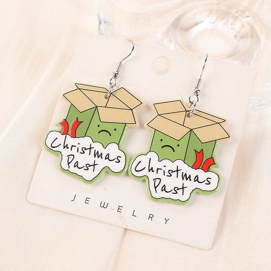 Gift Box Acrylic Holiday Earrings "Christmas Past"