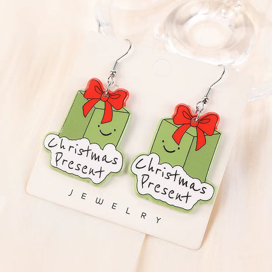 Gift Box Acrylic Holiday Earrings "Christmas Present"