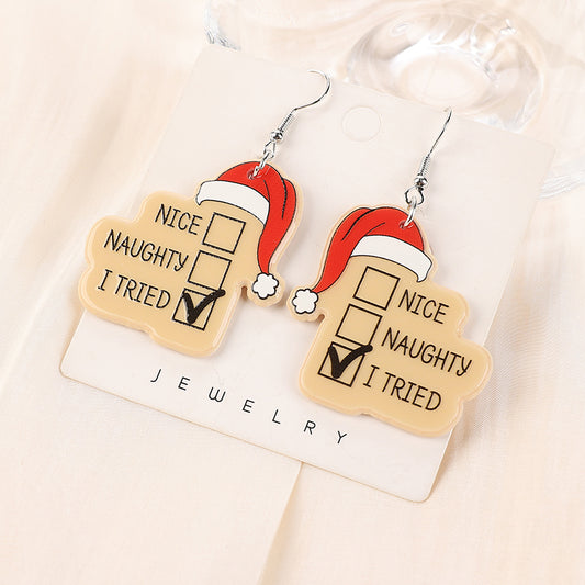 Gift Box Acrylic Holiday Earrings "I Tried"