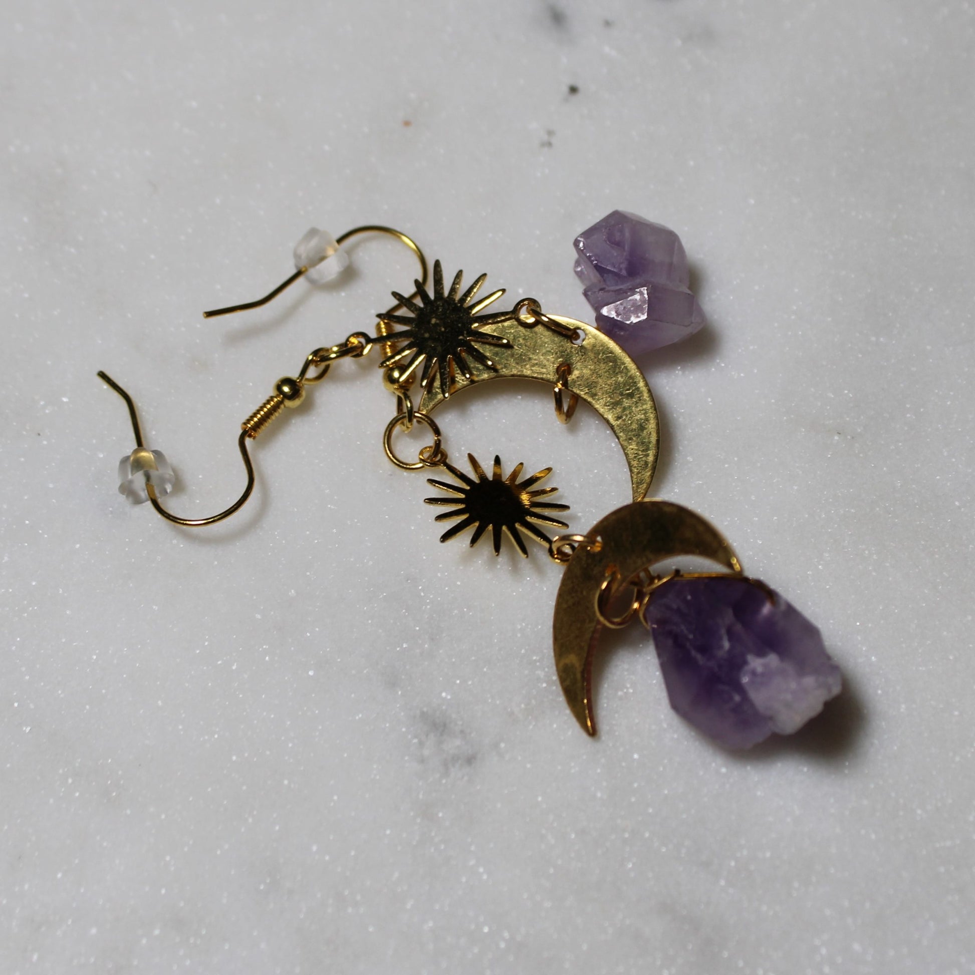 Sun and Moon Amethyst Drop Earrings image 2