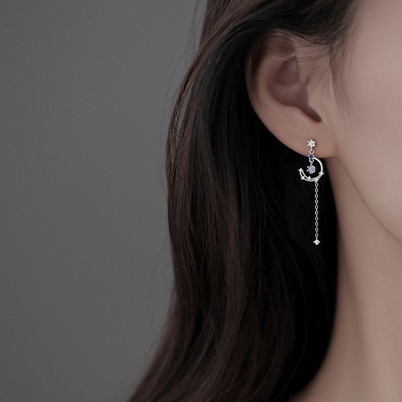 .925 Sterling Cat and Fish Stud Earrings in Silver or Black Plated